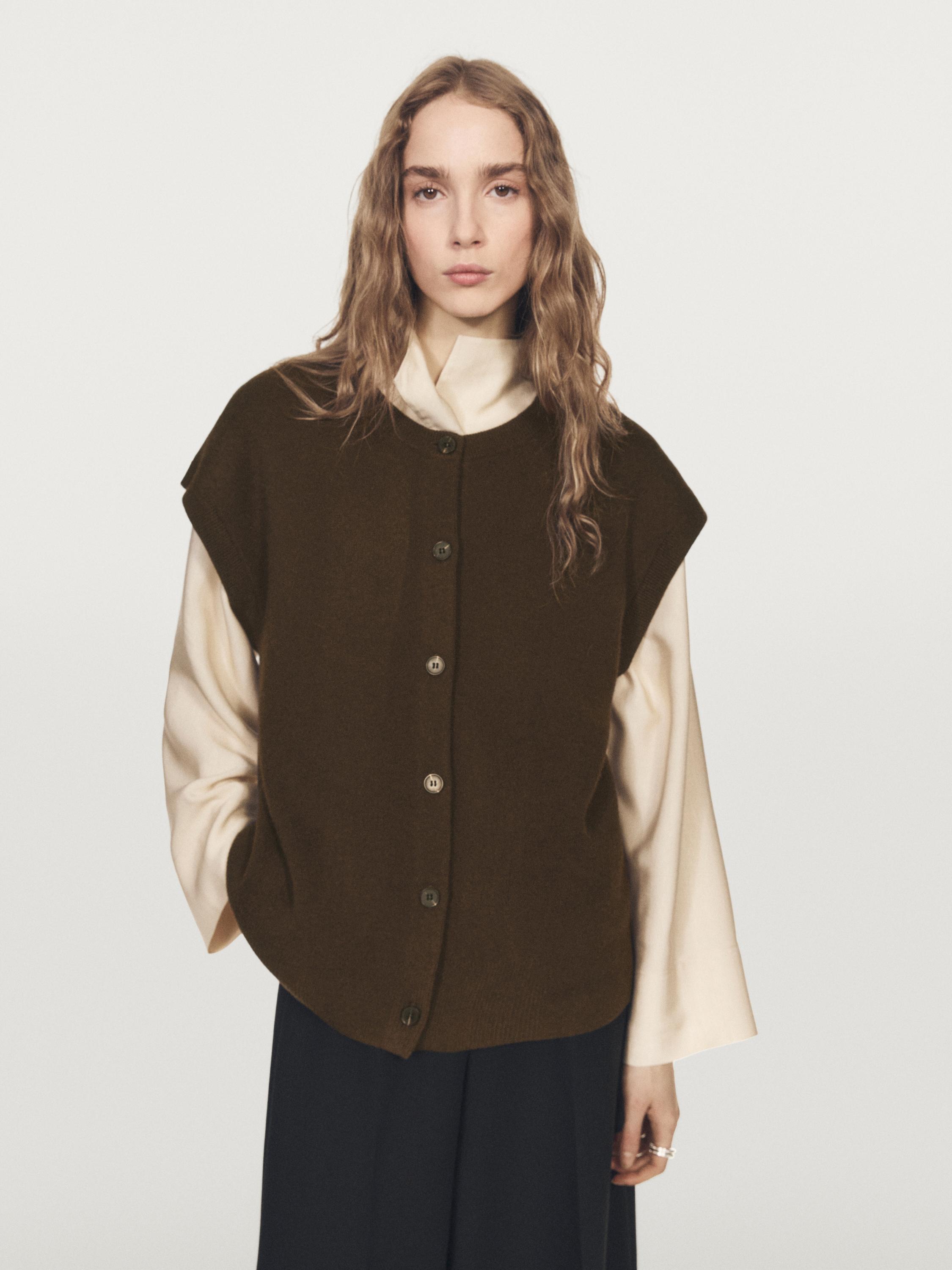 Veste sans manches en maille à col rond